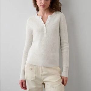 NWOT White + Warren Cream Henley Sweater